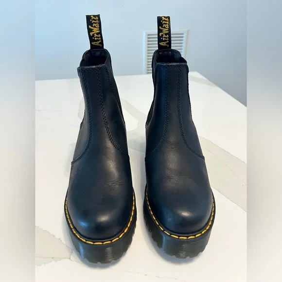 New $198 Dr. Martens Rometty leather black ankle Chelsea platform boots 36 5 - Picture 5 of 10